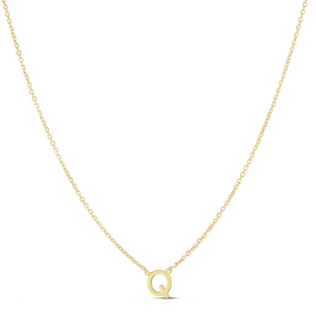 High Polished 14K Gold Mini Initial Letter Necklace - Elegant Creations NYC