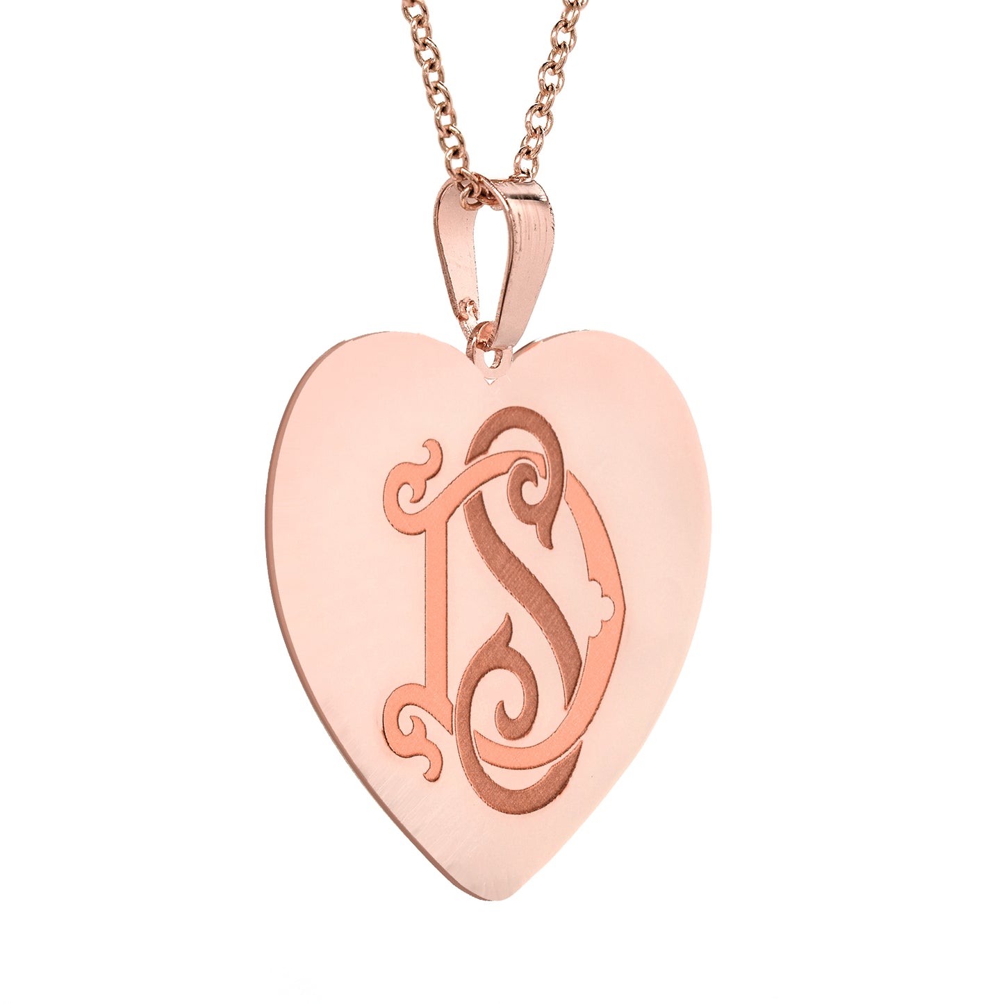 Custom Monogram Heart Pendant in 14K Solid Gold | Engravable