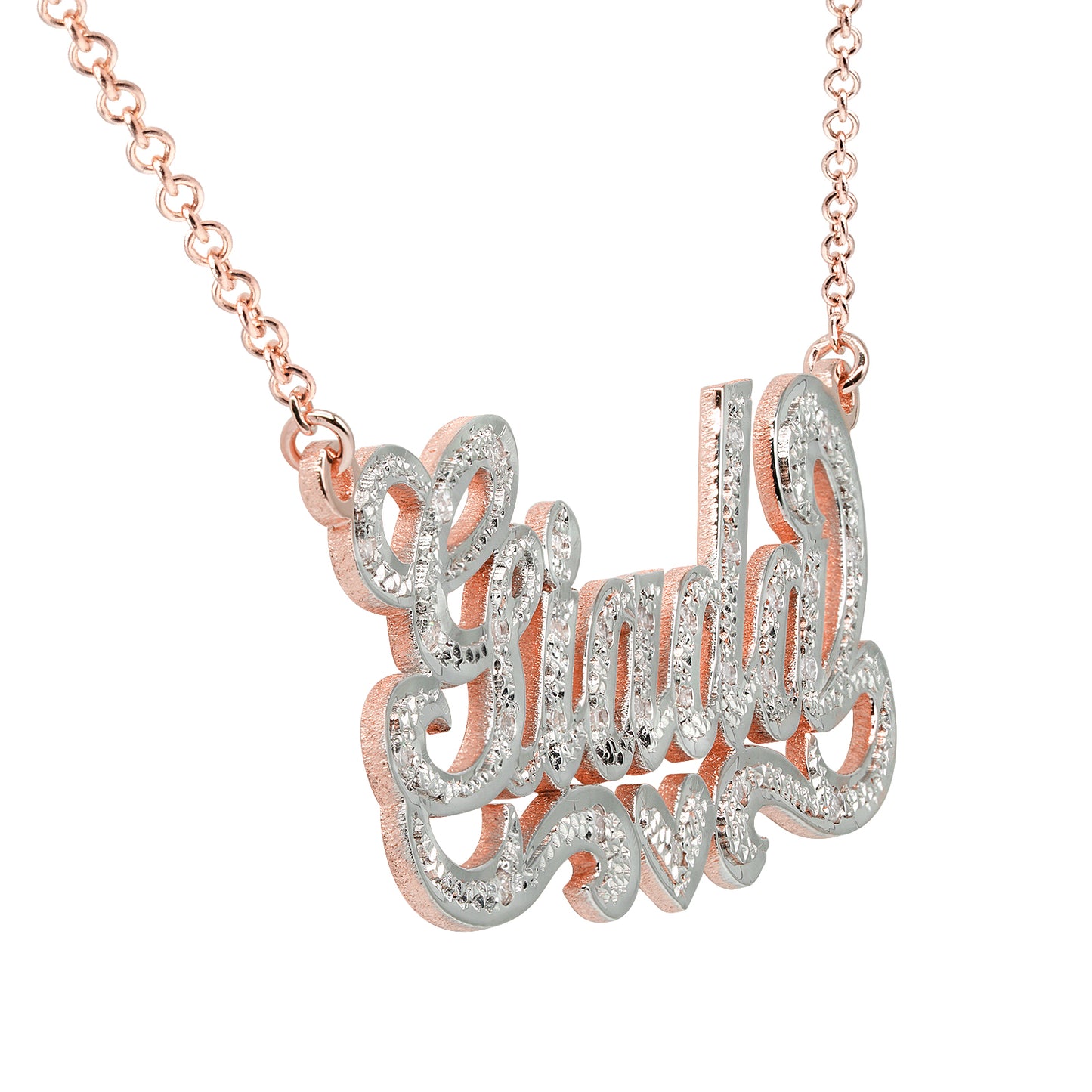 Personalized 14K Gold and Full Diamonds Name Plate