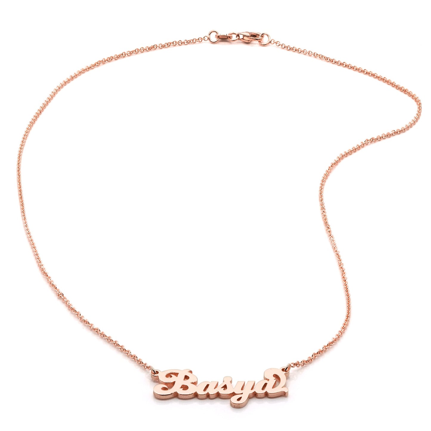 Personalized Sterling Silver Script Text Nameplate Necklace | Extra Thick Plate