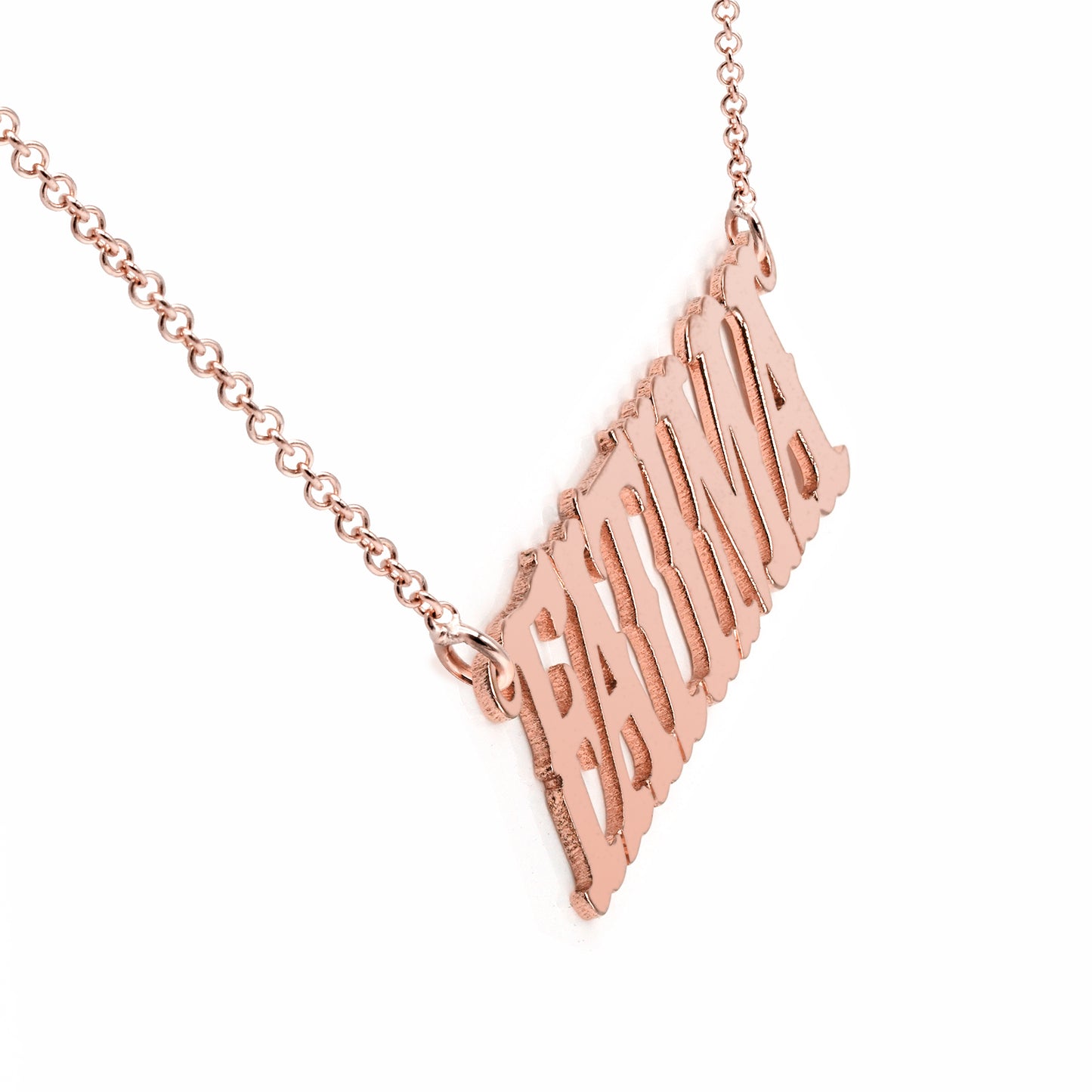 Custom 14K Gold Western Font Nameplate Necklace