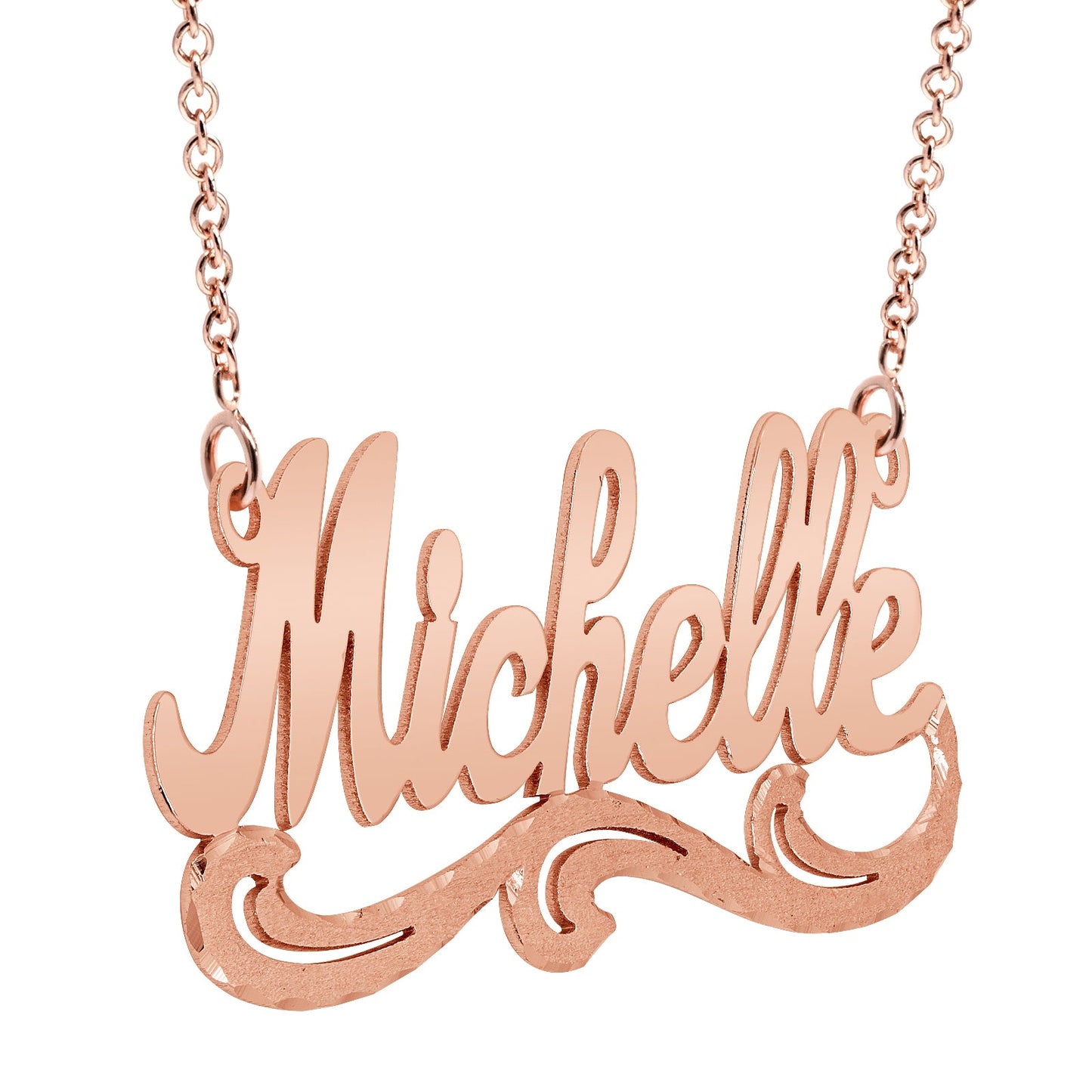 High Polished Name Plate with Florentine Finish Tails set in Sterling Silver