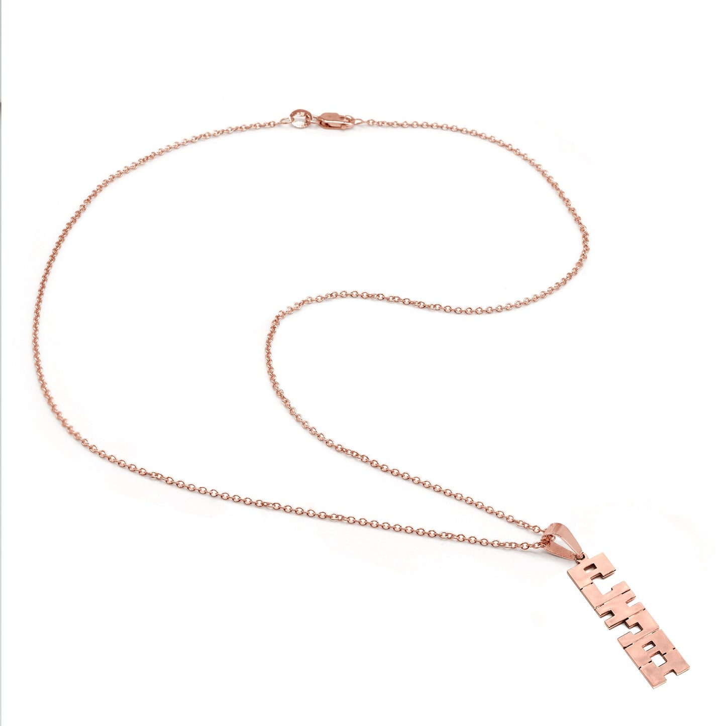 Personalized Sterling Silver Vertical Nameplate Pendant | Block text