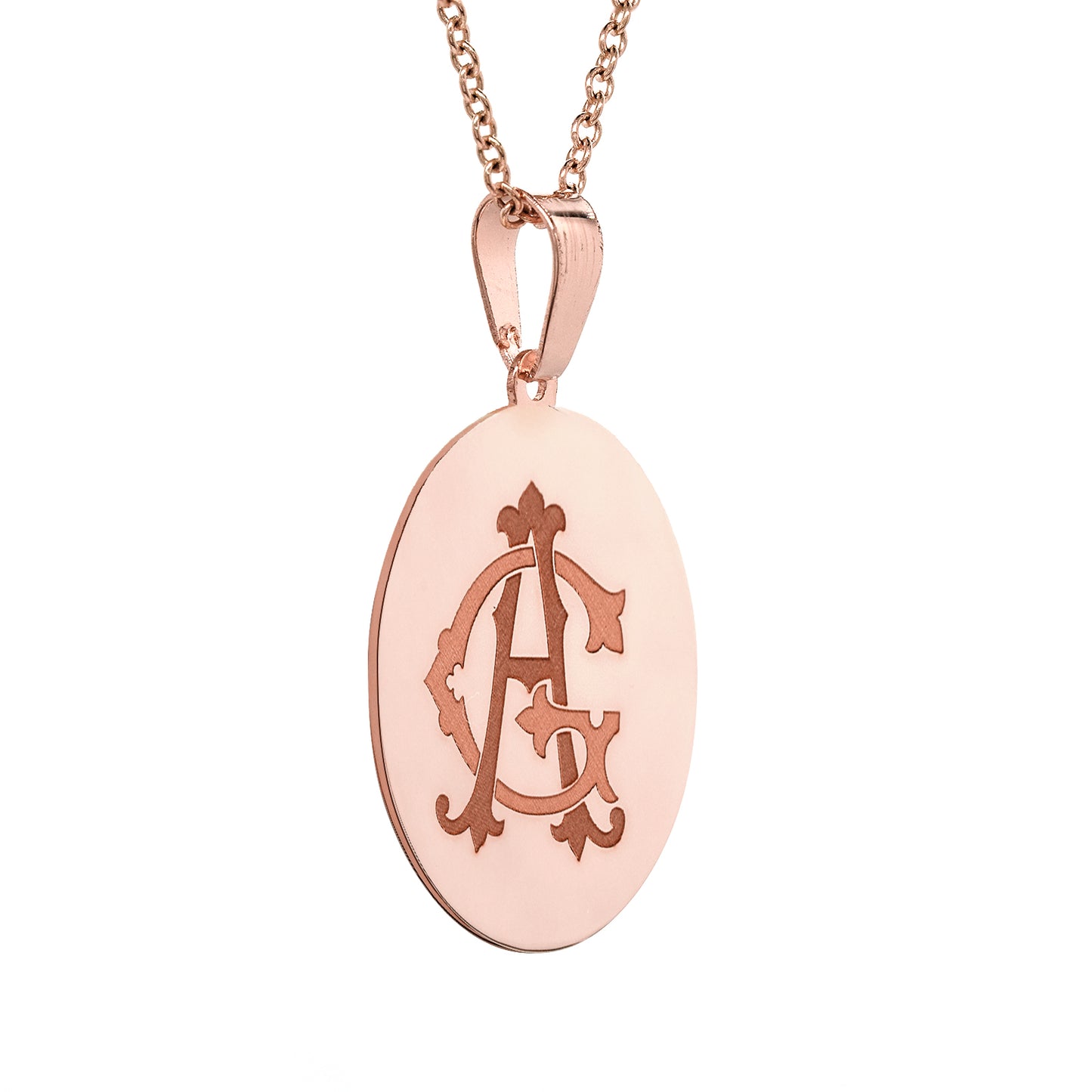 Custom Monogram Round Pendant in 14K Solid Gold | Engravable