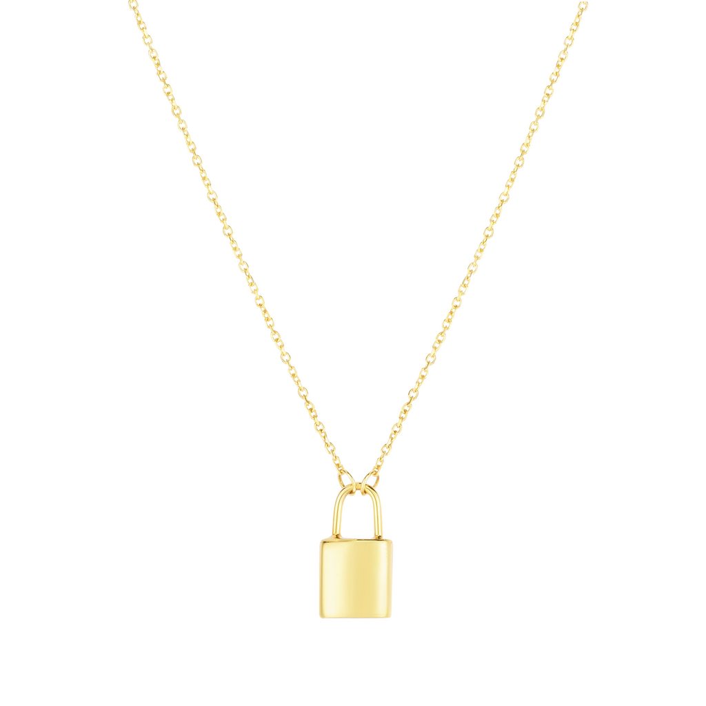 14K Gold Lock Necklace
