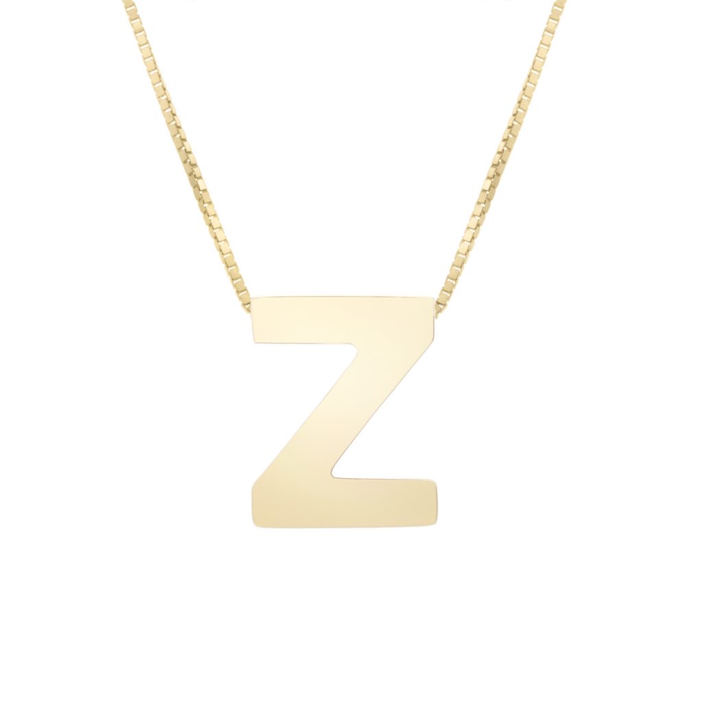 14K Gold Yours Truly Block Letter Initial Letter Necklace - Elegant Creations NYC