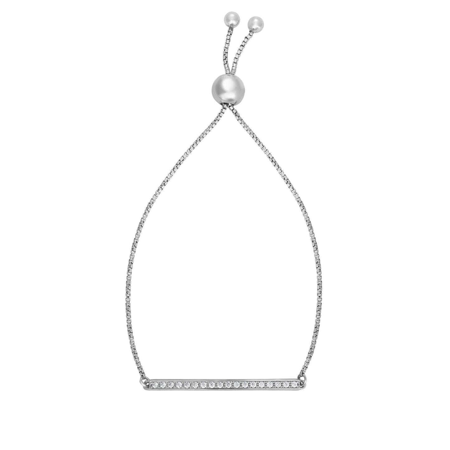 Sterling Silver CZ Bar Friendship Bracelet