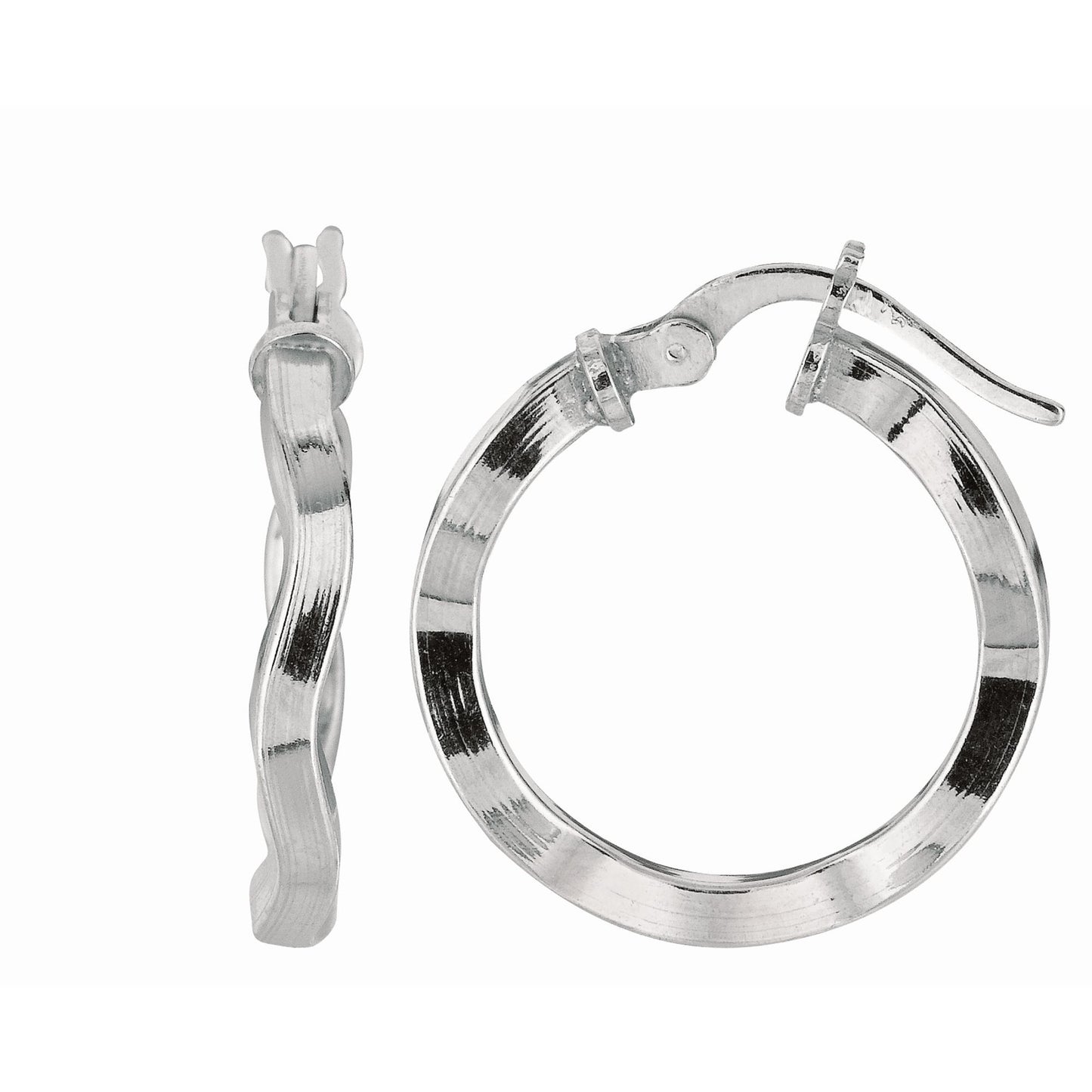 Sterling Silver Wavy Medium Hoop Earring