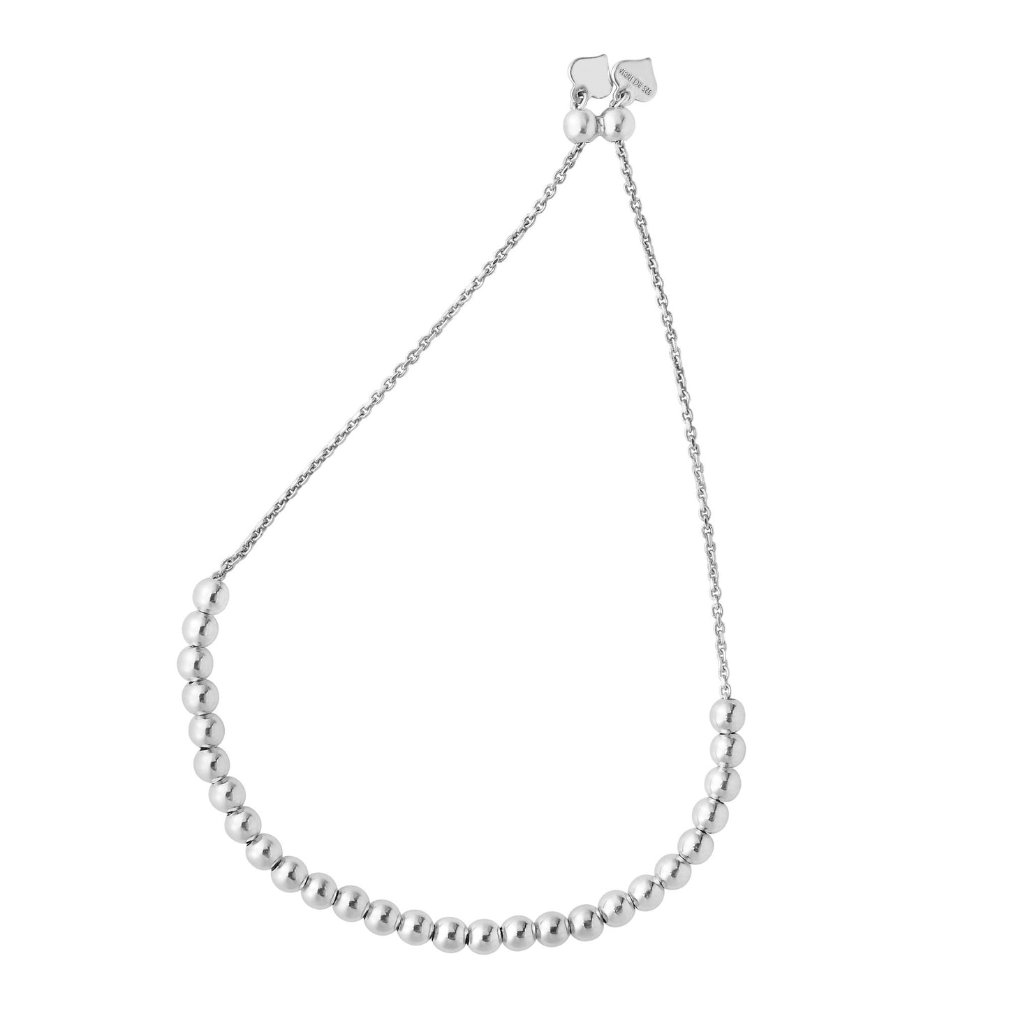 Sterling Silver Polished Bead Friendship Bracelet