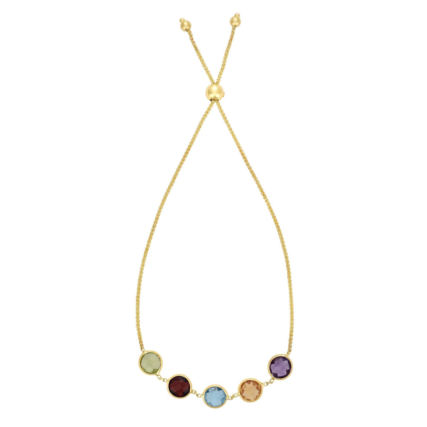 14K Gold Semi Precious Stone (Amethyst, Citrine, Blue Topaz, Garnet, Peridot) Friendship Bracelet