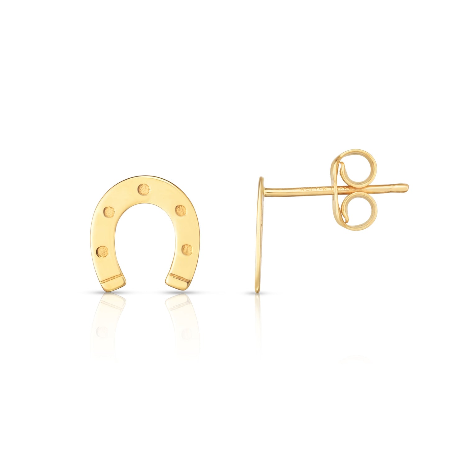 14K Gold Polished Horseshoe Stud Earrings