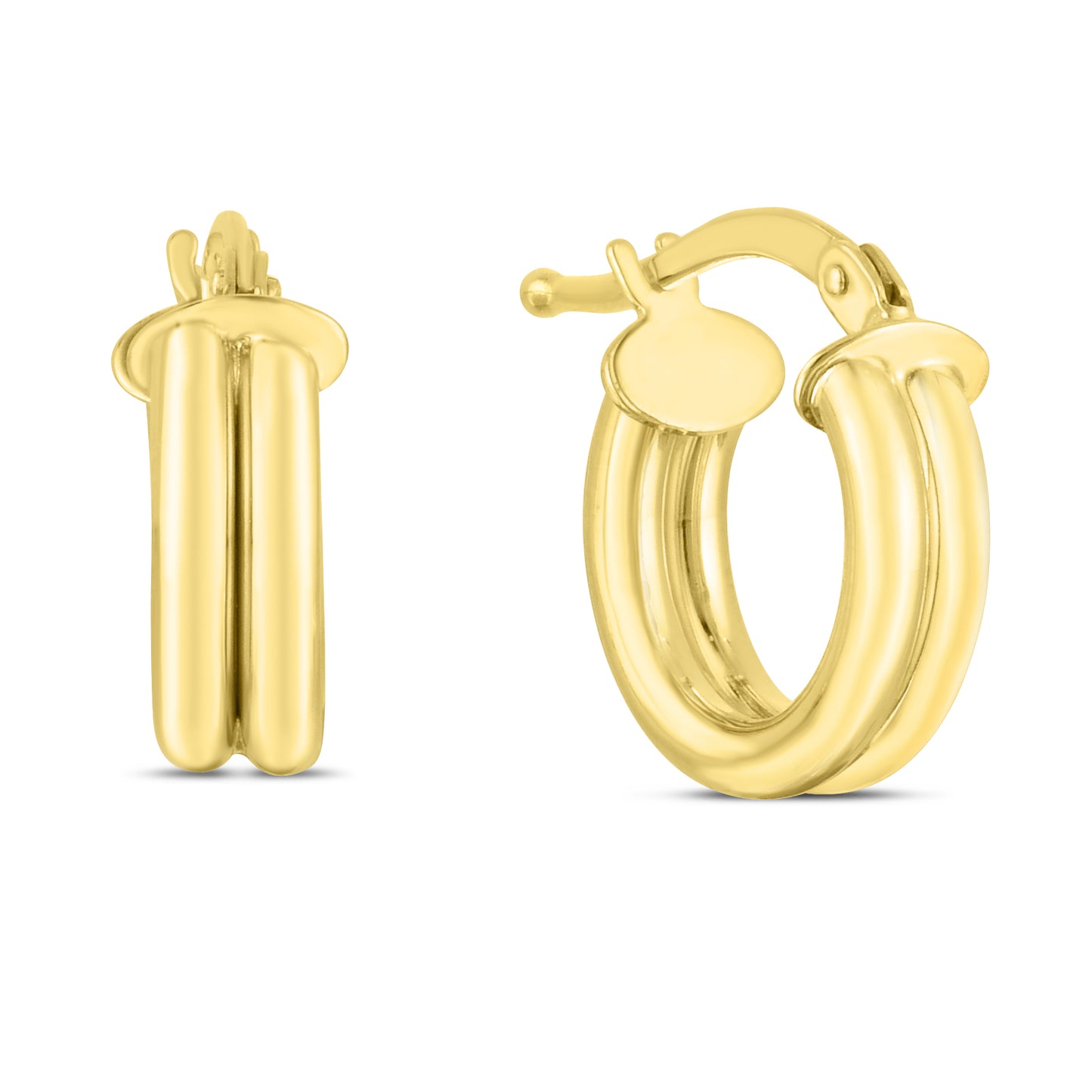 14K Gold 8mm 2-Row Bar Hoops