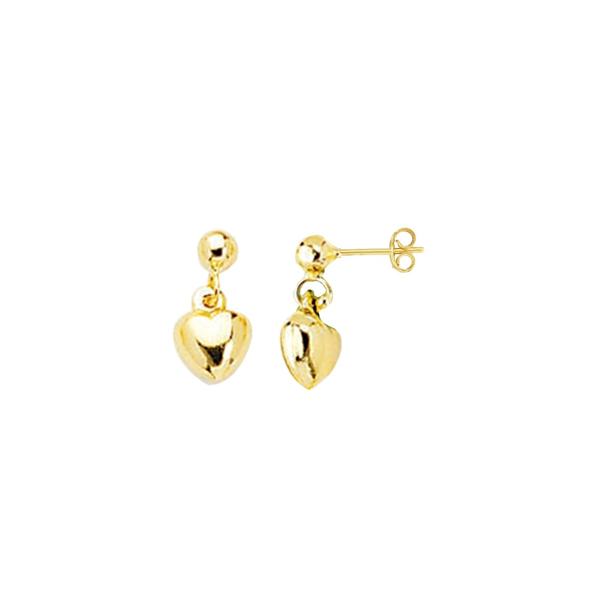 14K Gold Puffy Heart Dangle Earring - Elegant Creations NYC