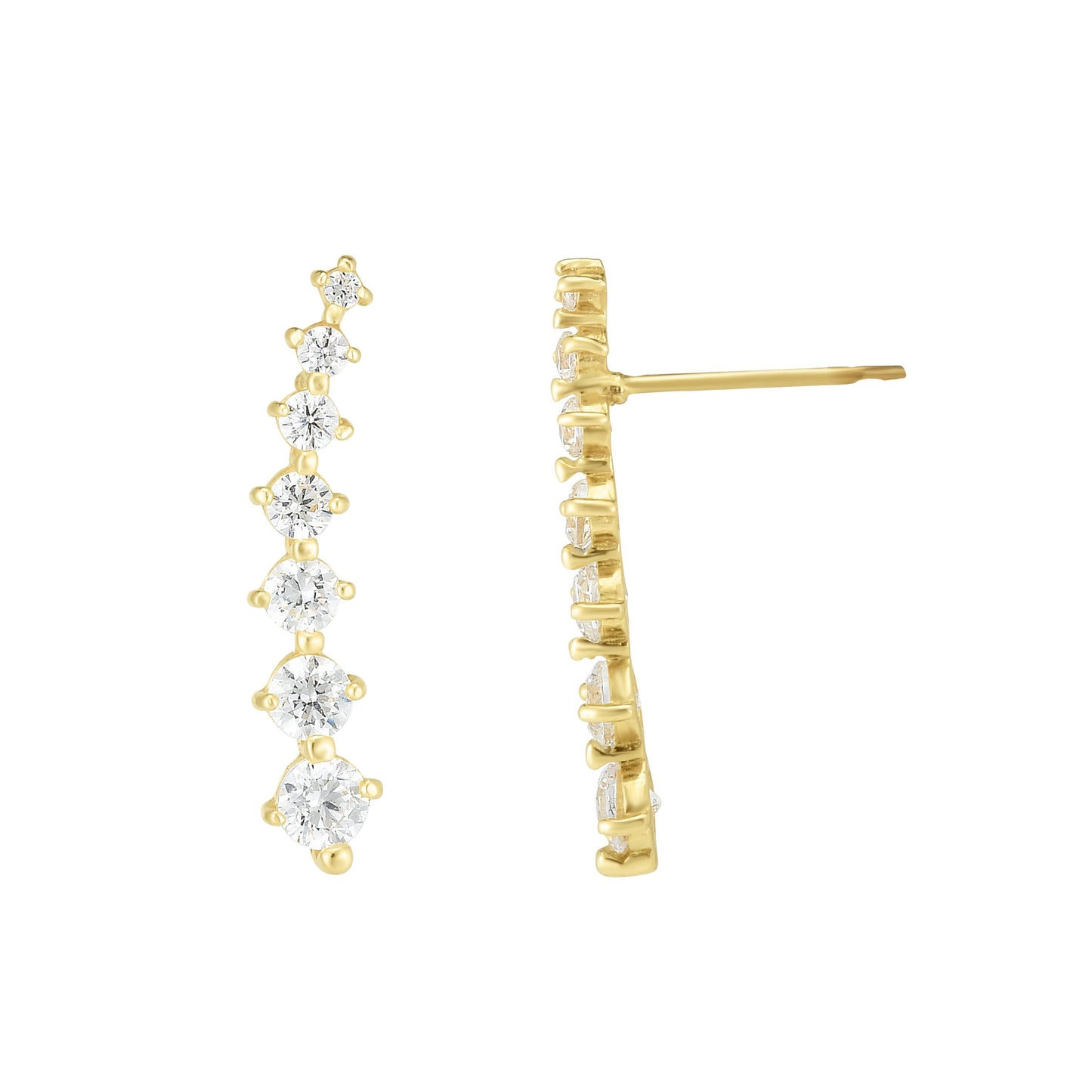 14K Gold Graduated CZ Ear Climber