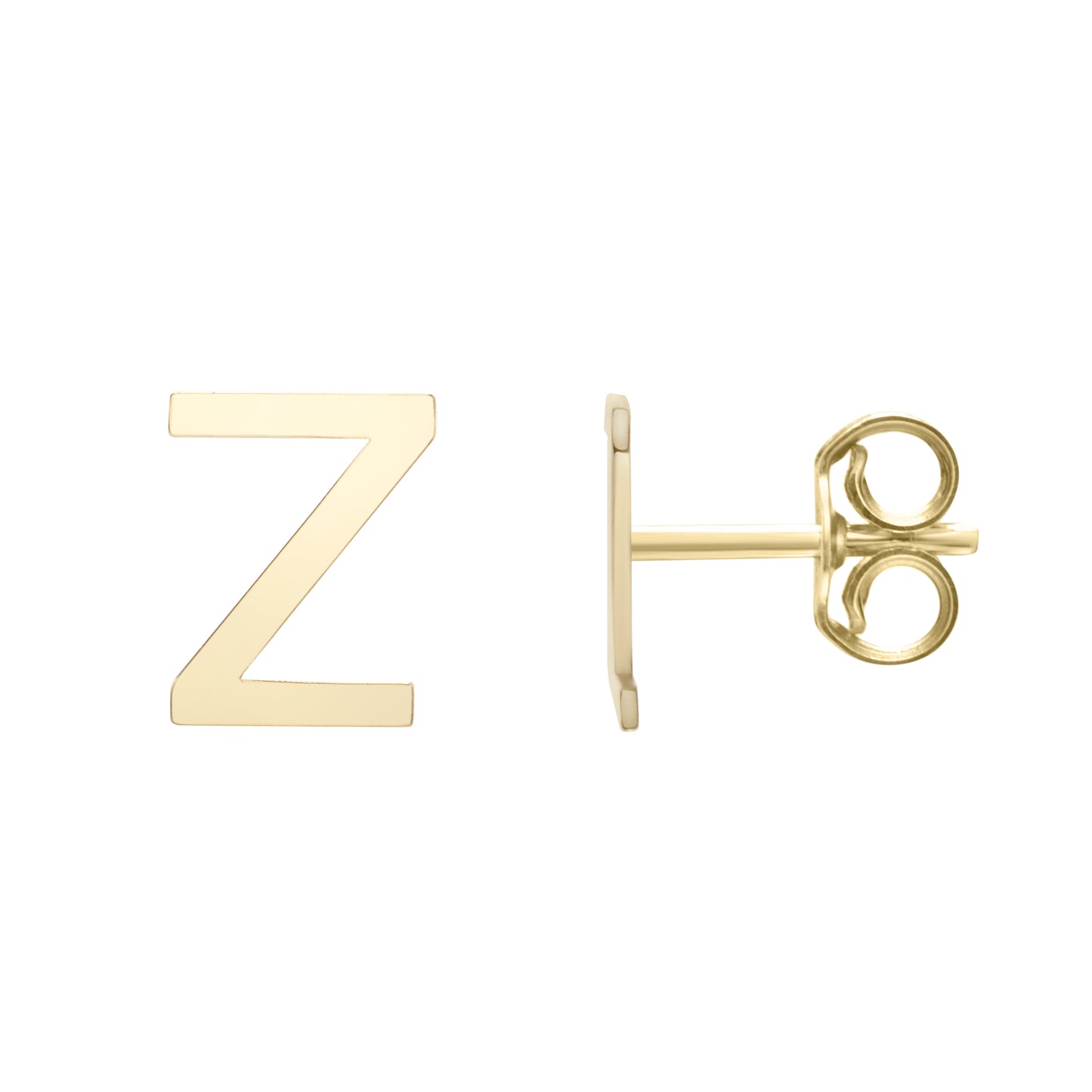 Polished 14K Gold Yours Truly Initial Stud Earring | 6.4mm