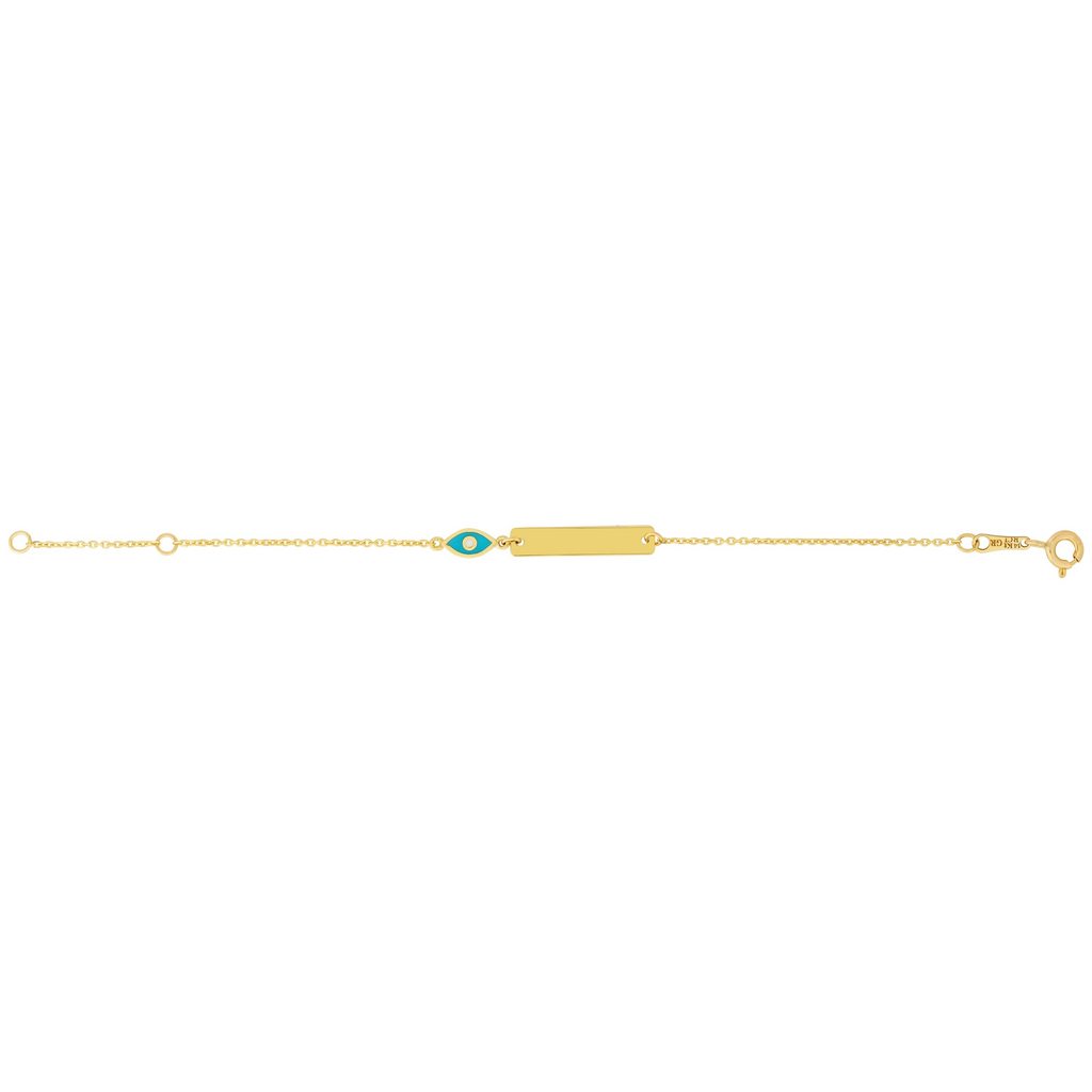 14K Gold Children's Evil Eye ID Bracelet