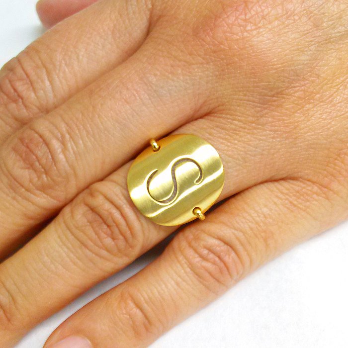 Single Initial Ring / Letter Ring/Initial Ring / Letter Ring / Personalized Letter Ring / Personalized Initial Ring - Custom Letter Ring - Elegant Creations NYC