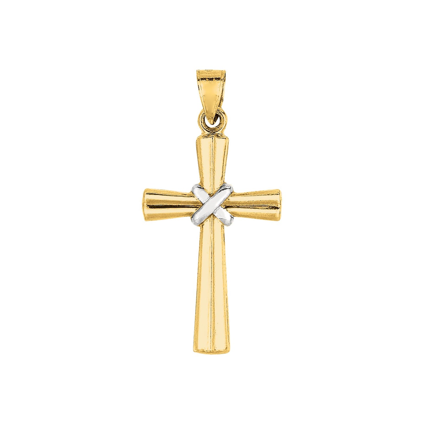 14K Yellow & White Gold X Detail Cross