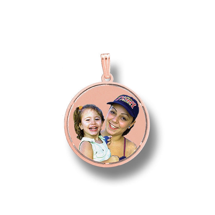 Round Picture Pendant 14K Gold with Cut-Out - Personalized Custom Jewelry with Your Pictures - Elegant Creations NYC