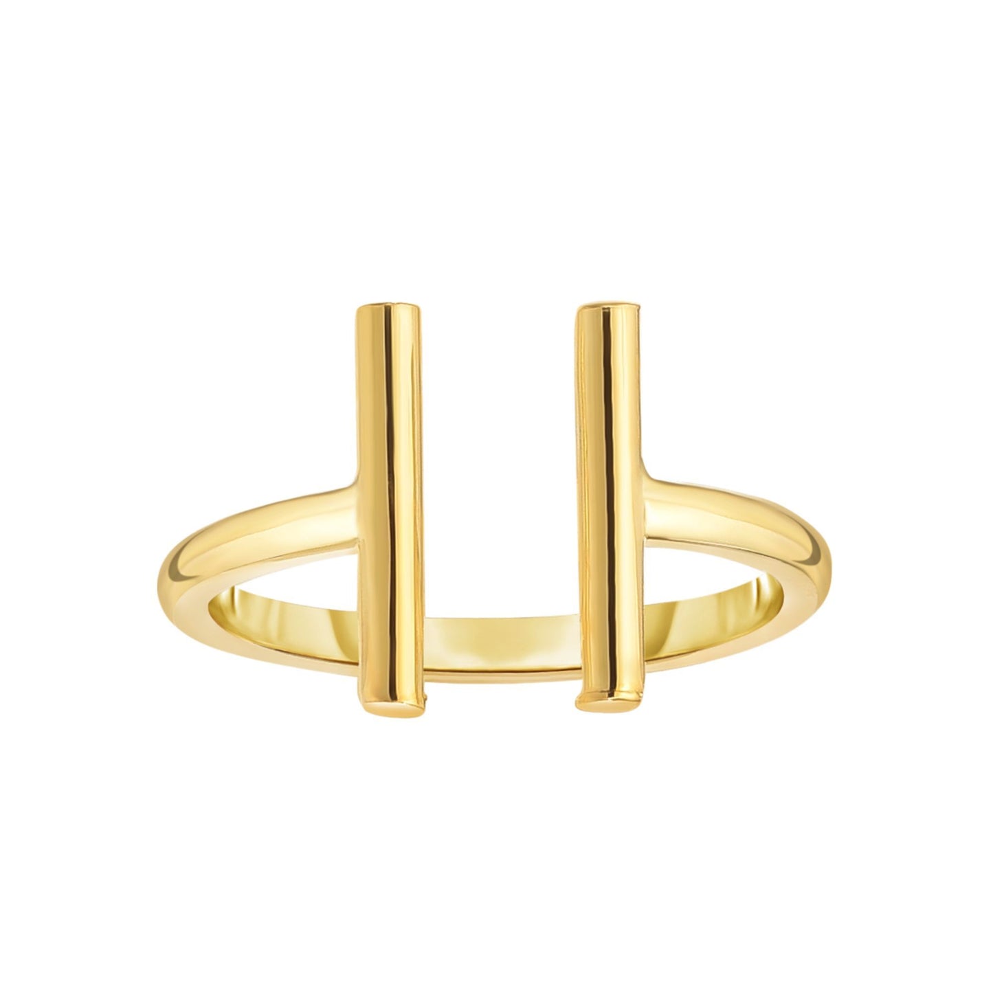 14K Yellow Gold Open Double Bar Ring
