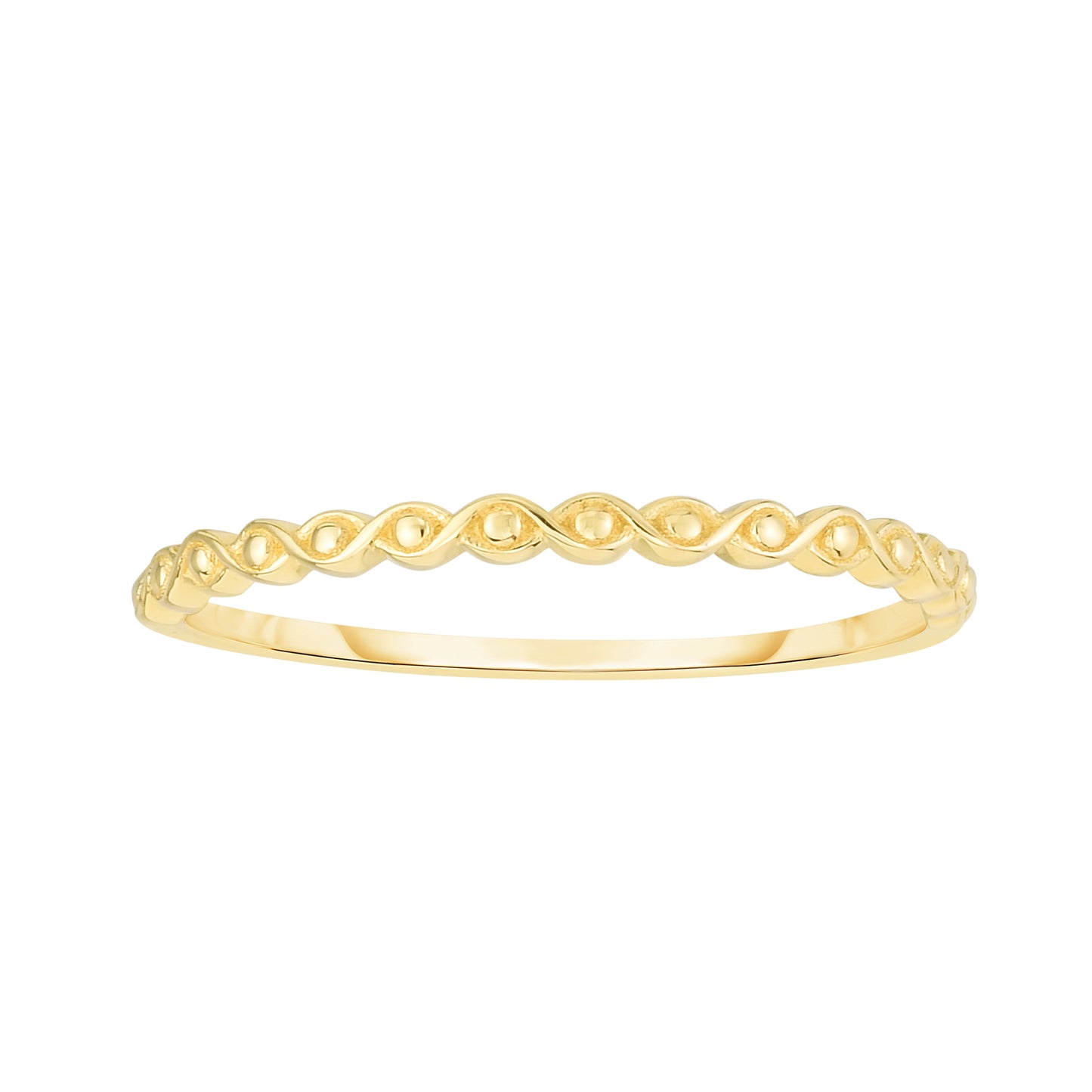 14K Yellow Gold Infinity Bead Stackable Ring