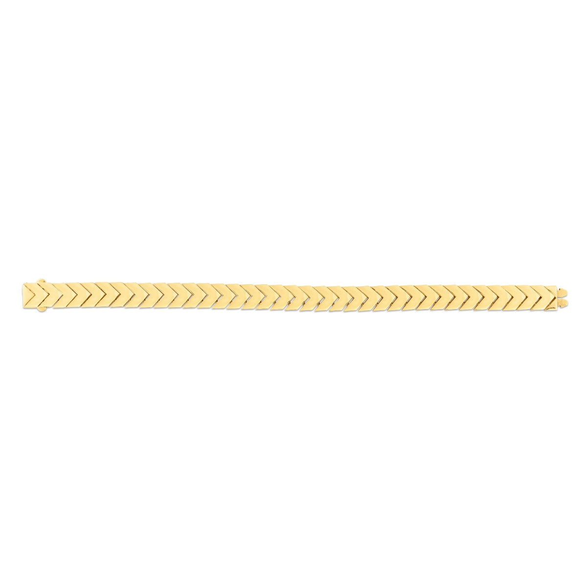 14K Gold Polished Chevron Link Chain Bracelet with Double Side Push Clasp