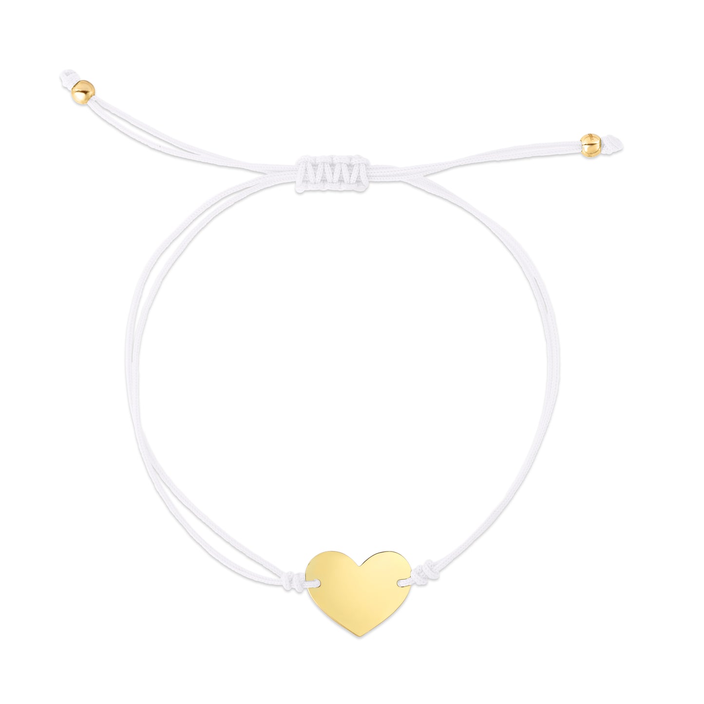 14K Gold Heart in Adjustable Cord Bracelet