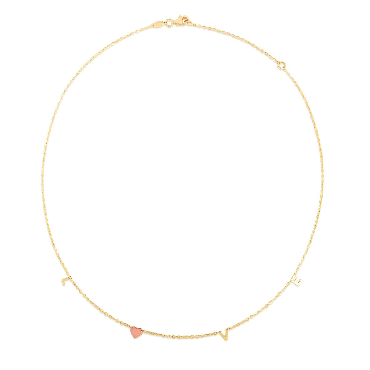 14K Gold High Polished LOVE Station Necklace