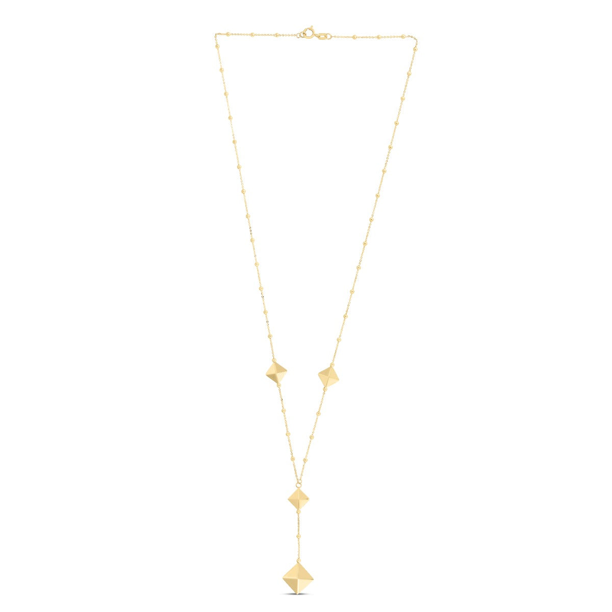 14K Gold Stationed Lariat Necklace with Lobster Clasp