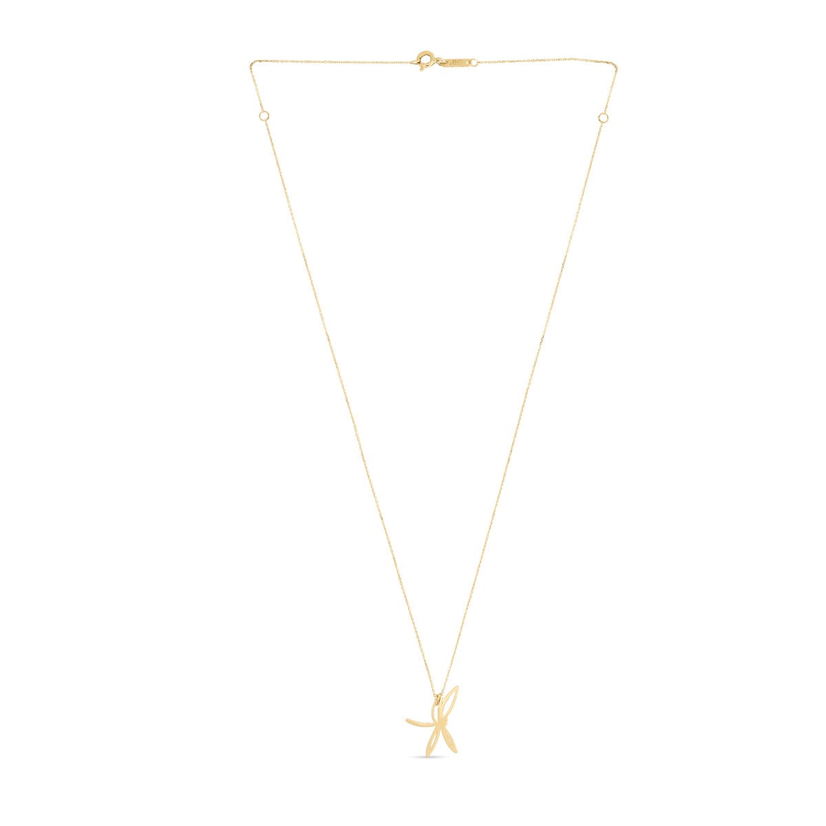 14K Gold Polished Dragonfly Necklace with Spring Ring Clasp
