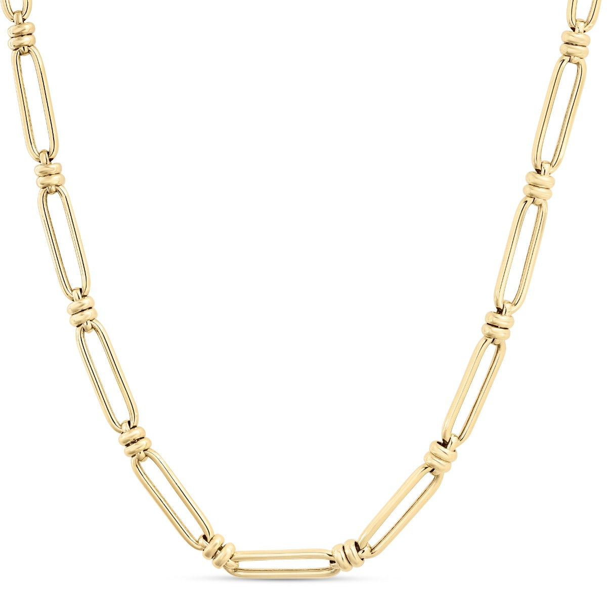 14K Gold Paperclip Double Bar Link Chain