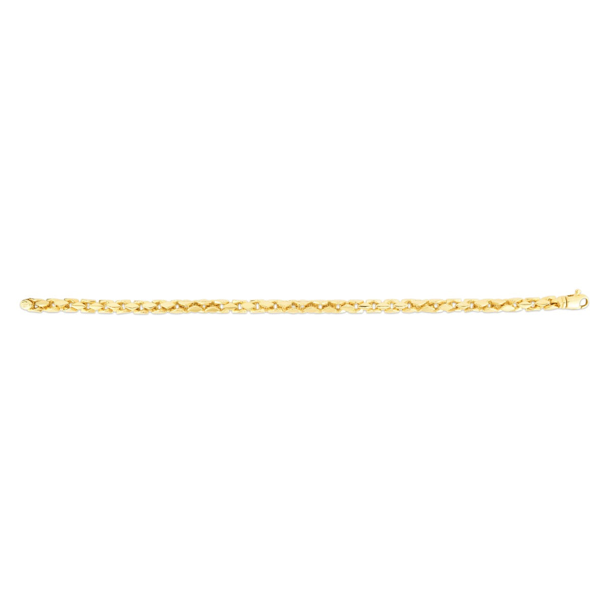 14K Gold Men's Fancy Box Chain Bracelet with Lobster Clasp.