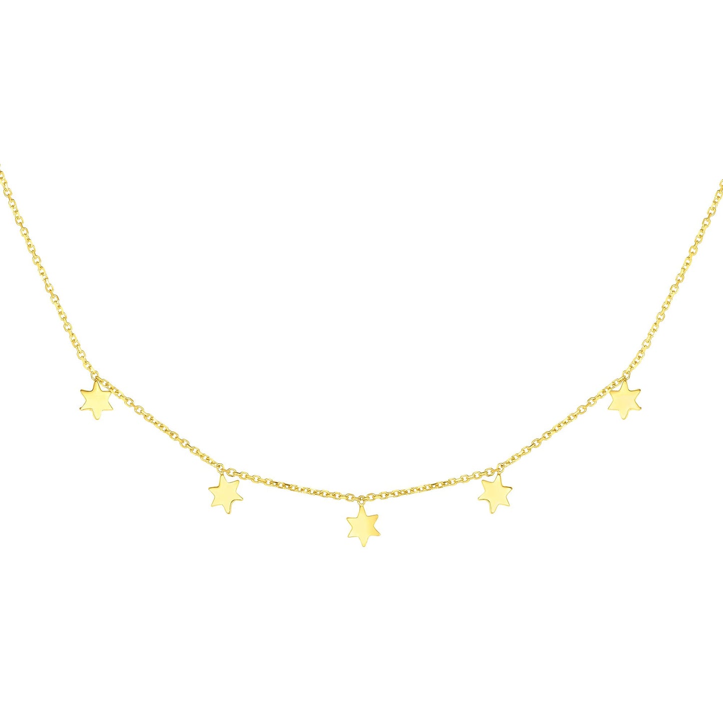 Polished 14K Gold Mini Star Dangle Necklace
