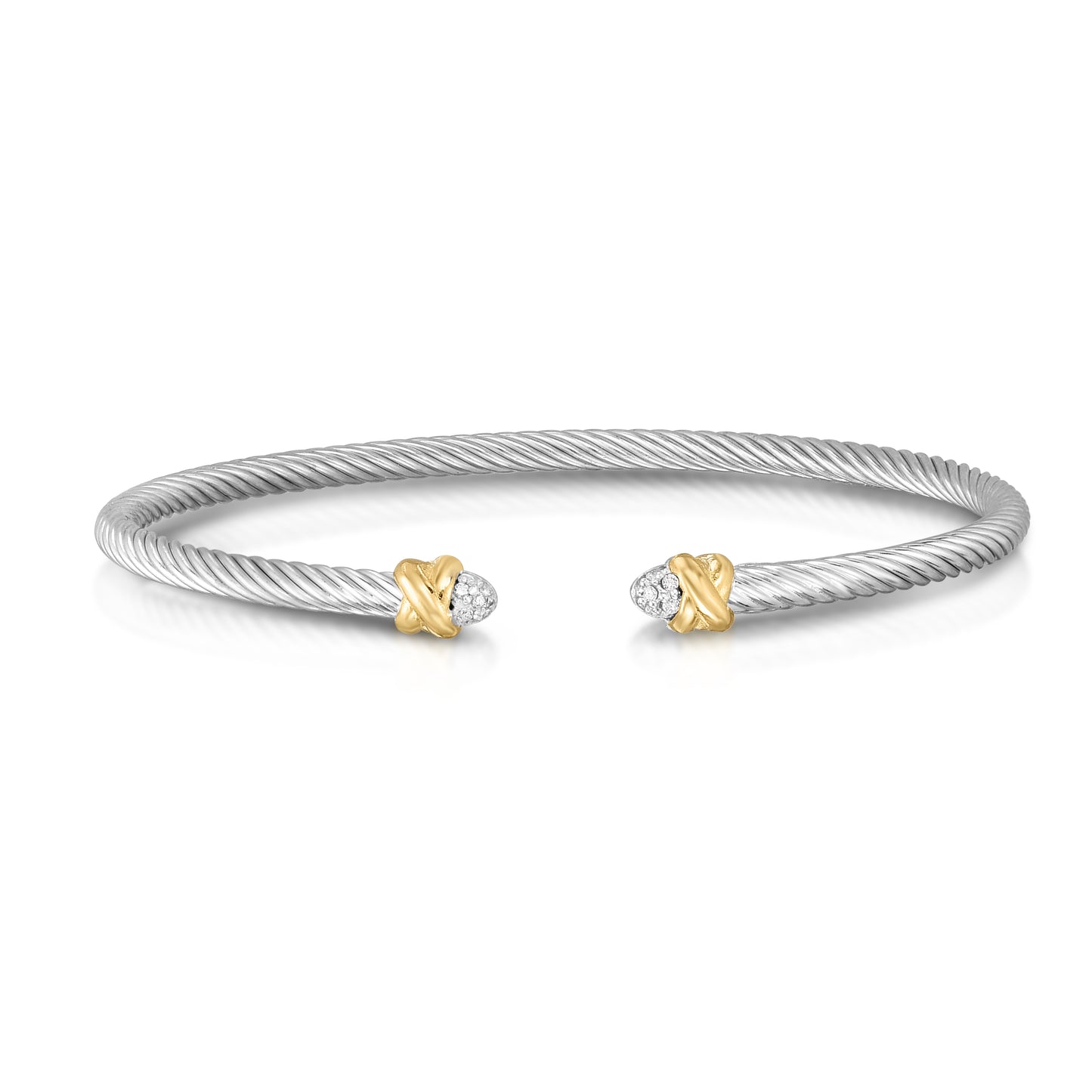 Abbraccia Bangle with 0.03ct Diamonds in 18K Gold & Sterling Silver