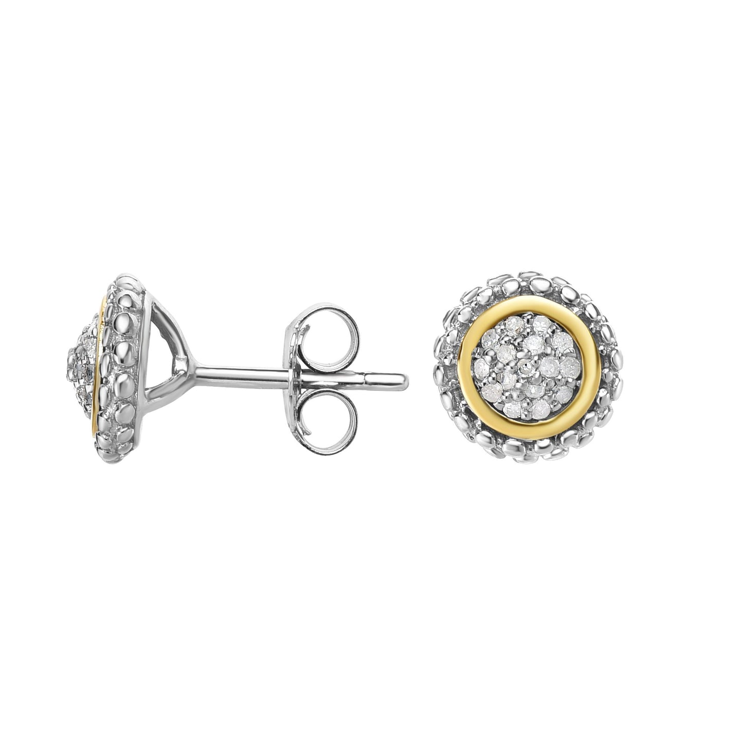 18K Gold & Silver Round Post Popcorn Stud Earrings with Gemstone Options