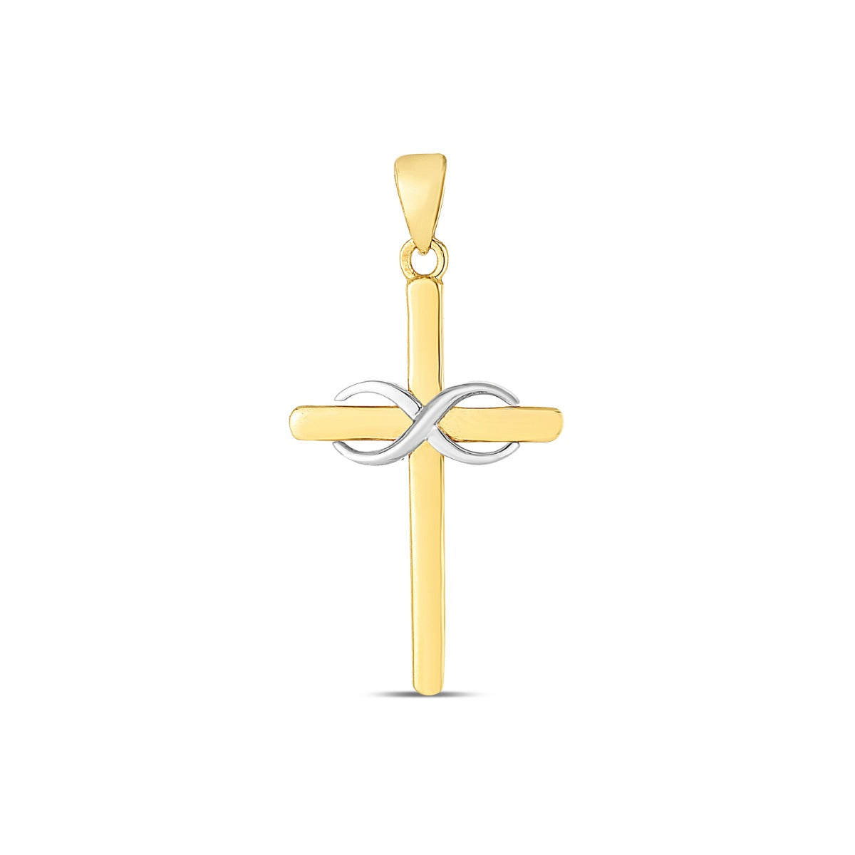 14K Two-Tone Diamond Cut Cross Pendant