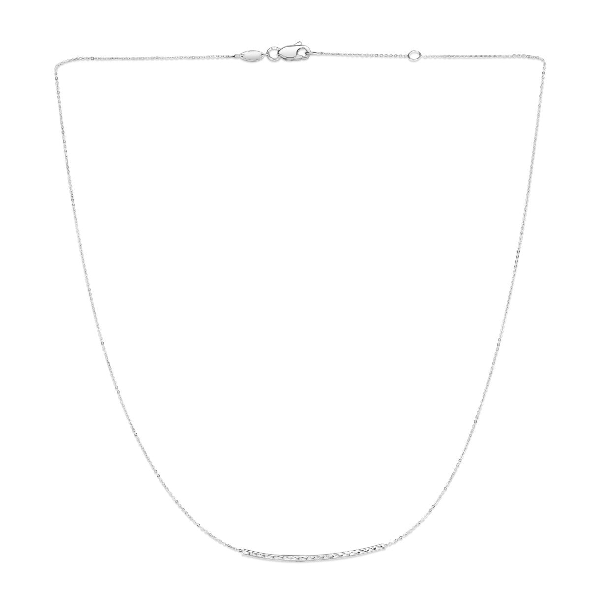 14K Gold Diamond Cut Sideways Bar Necklace with Lobster Clasp