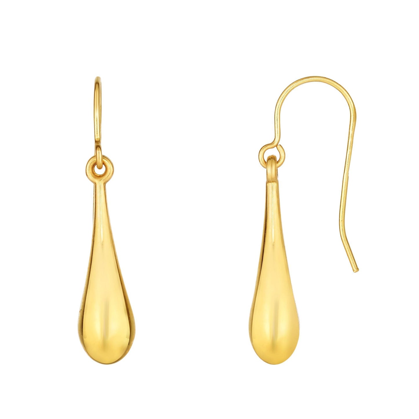 14K Gold Large Polished Graduated Tear Drop Earring