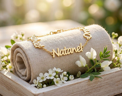 Personalized Multi-Name Bracelet in Solid 14K Gold