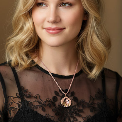 Round Photo Pendant with Diamond Cut Edges