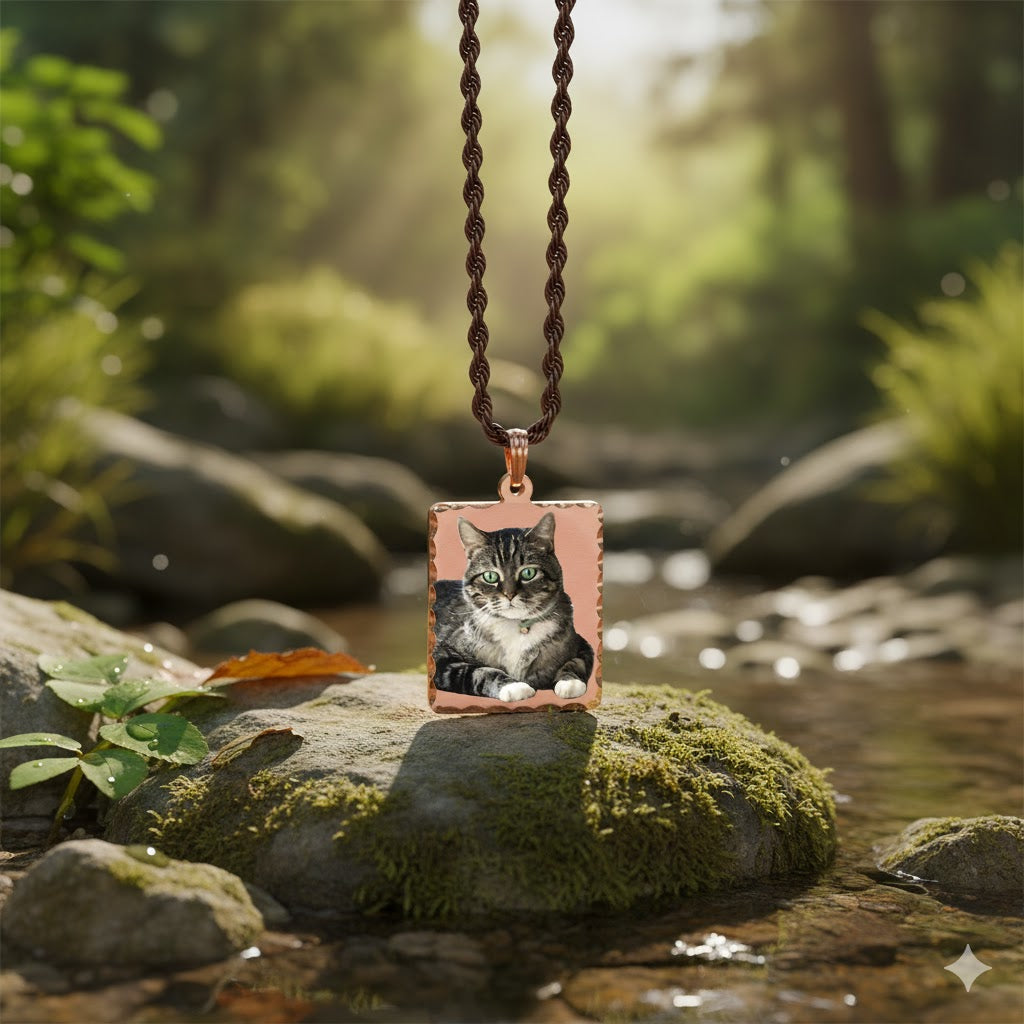 Rectangle Picture Pendant with Diamond Cut Edge - Personalized Custom Jewelry with Your Pictures | Sterling Silver