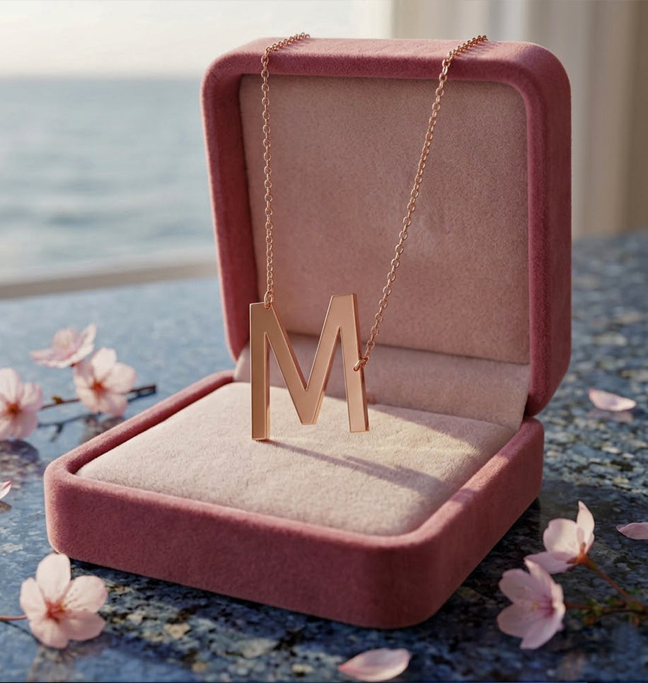 14K Gold Custom Initial Necklace | 0.75" High