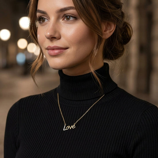 14K Gold Diamond "Love" Necklace