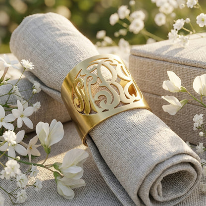 14K Gold Monogram Ring with Cutout Initials