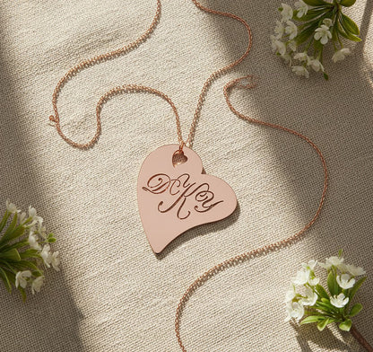14K Gold Three Initial Monogram Heart Necklace | Personalized