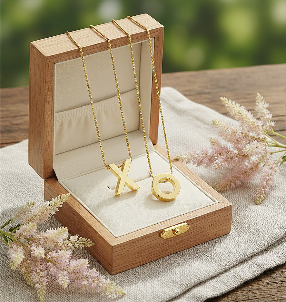 14K Gold Yours Truly Block Letter Initial Letter Necklace - Elegant Creations NYC