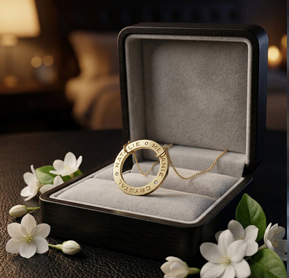 14K Gold and Diamond Circle of Life Multi Name Necklace | Personalized Jewelry
