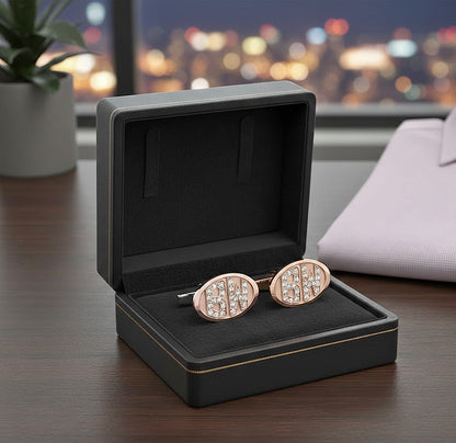 14K Gold and Diamond Custom Monogram Cufflinks