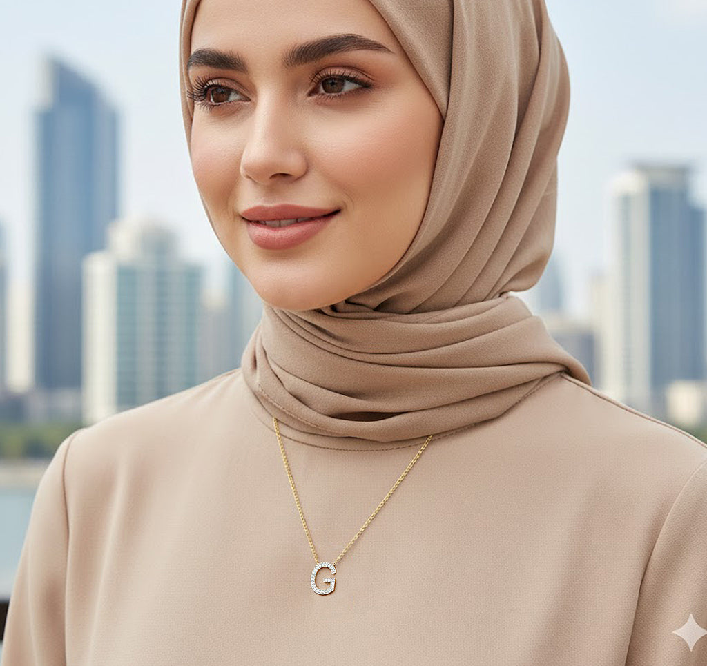14K Gold and Diamond Pave Initial Necklace
