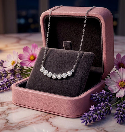 14K Gold and Diamonds Curved Bar Necklace | Available in 3 different sizes